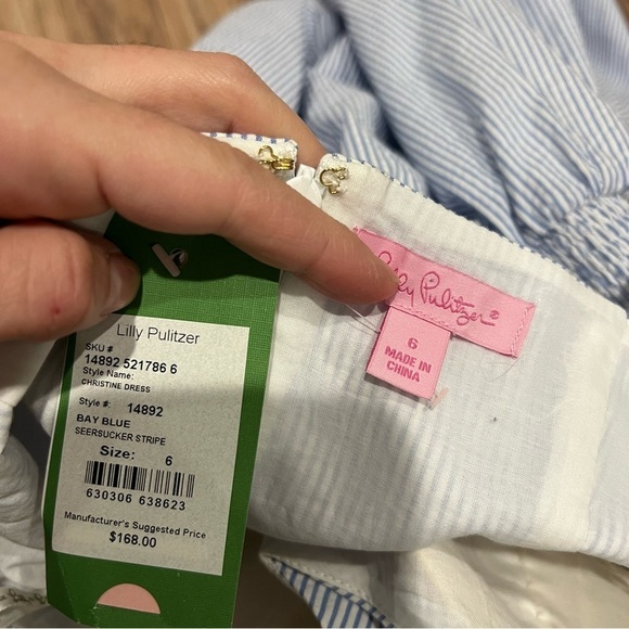 NWT Lilly Pulitzer Christine Blue Seersucker Mini Dress - Picture 11 of 12